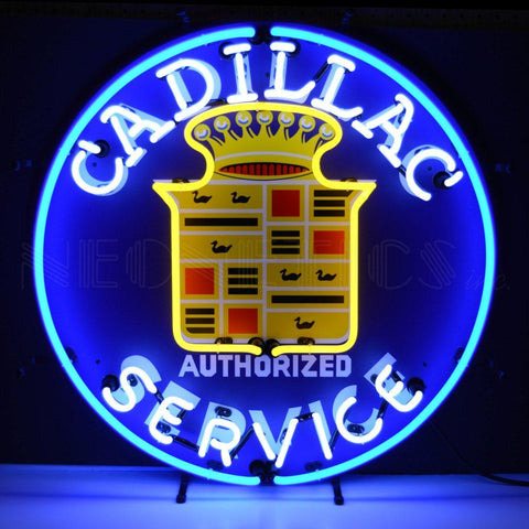 gm cadillac service neon sign