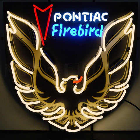 pontiac firebird gold neon sign with backing