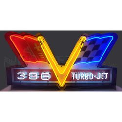 396 TURBO JET NEON SIGN IN STEEL CAN