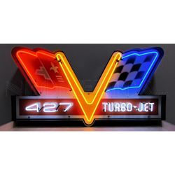 427 TURBO JET NEON SIGN IN STEEL CAN