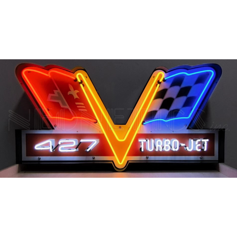 427 TURBO JET NEON SIGN IN STEEL CAN