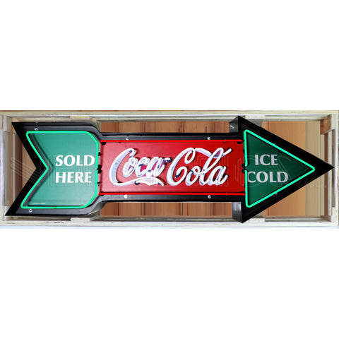 COCA-COLA ARROW NEON SIGN IN STEEL CAN