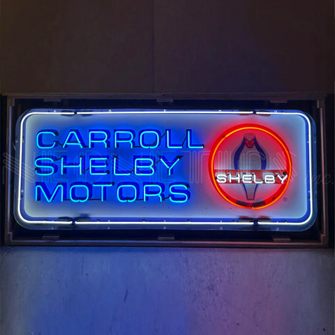 CARROLL SHELBY MOTORS NEON SIGN IN STEEL CAN