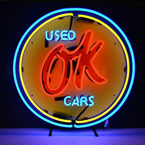 gm chevy vintage ok used cars neon sign