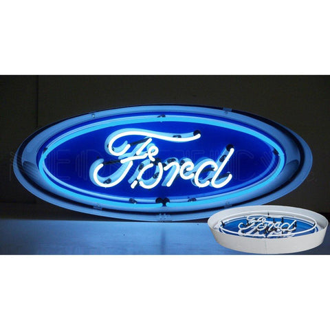 ford oval neon sign in a metal can