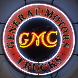 gmc trucks neon sign with backing
