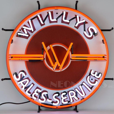 willys sales service jeep neon sign