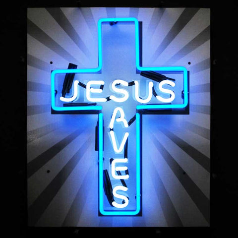 jesus saves neon sign