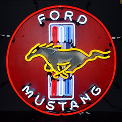 ford mustang red neon sign with backing