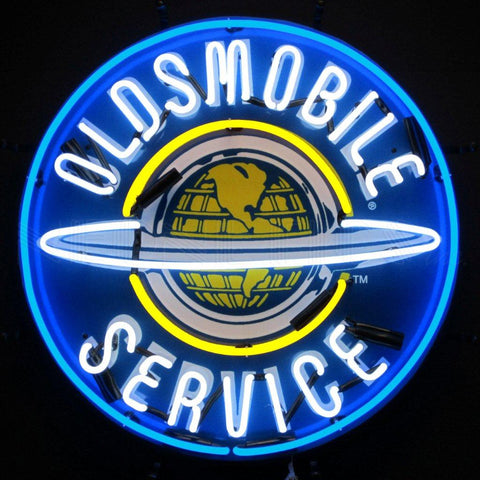 oldsmobile service neon sign with silkscreen backing