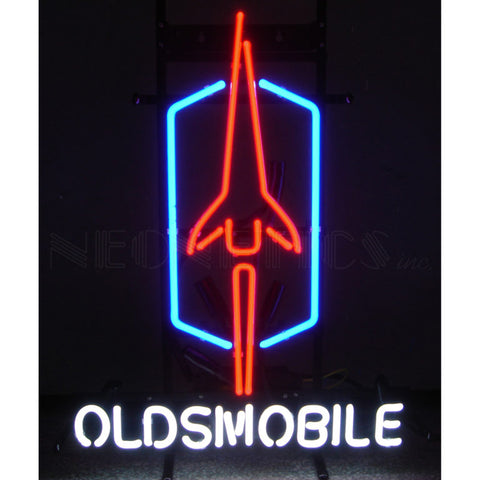 OLDSMOBILE ON METAL GRID NEON SIGN
