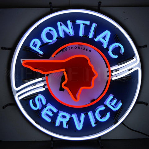 pontiac service neon sign with silkscreen backing