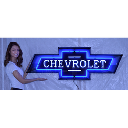 5 FOOT CHEVROLET BOWTIE NEON SIGN IN STEEL CAN