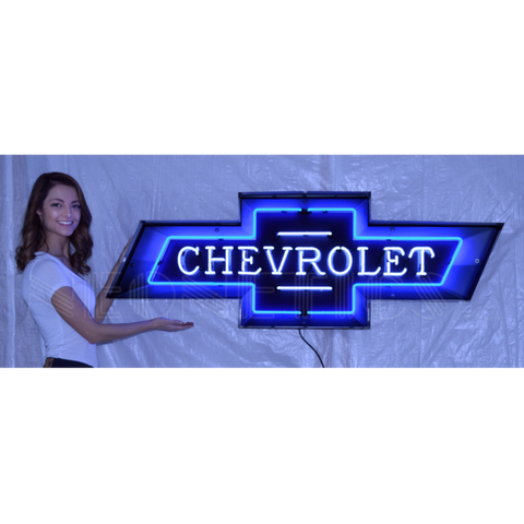 5 FOOT CHEVROLET BOWTIE NEON SIGN IN STEEL CAN