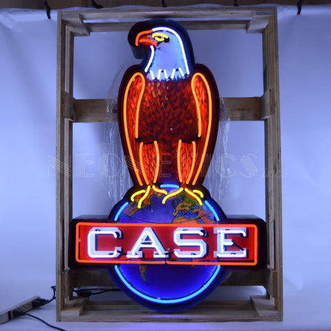 CASE EAGLE NEON SIGN IN STEEL CAN