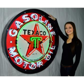 texaco motor oil 36 inch neon sign in metal can