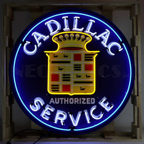 CADILLAC NEON SIGN IN 36 INCH STEEL CAN