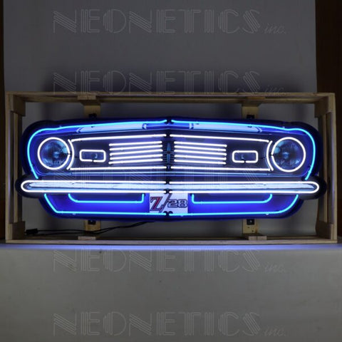 CAMARO Z/28 GRILL NEON SIGN IN STEEL CAN
