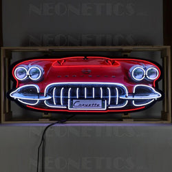 CORVETTE C1 GRILL NEON SIGN IN STEEL CAN