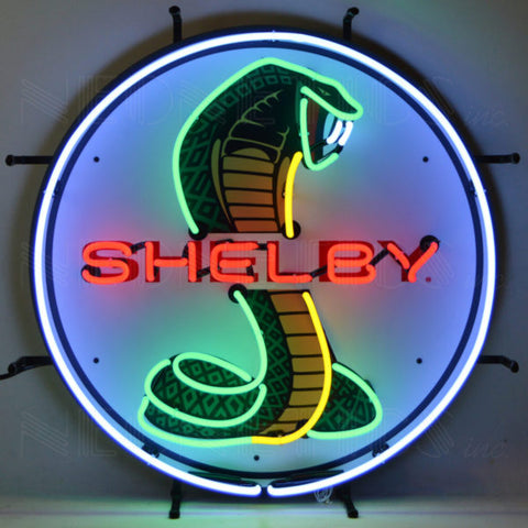 SHELBY COBRA CIRCLE NEON SIGN WITH BACKING