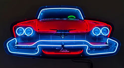 PLYMOUTH FURY GRILL NEON SIGN IN STEEL CAN