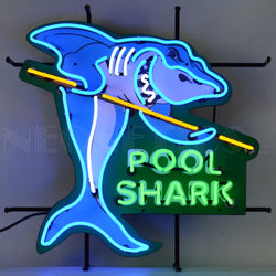 POOL SHARK NEON SIGN WITH BACKING