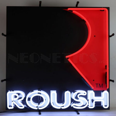 ROUSH SQUARE R NEON SIGN WITH BACKING