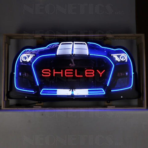 SHELBY GT 500 GRILL NEON SIGN IN STEEL CAN