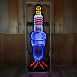 SPARK PLUG NEON SIGN IN STEEL CAN