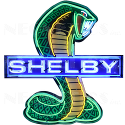 SHELBY COBRA NEON SIGN IN SHAPED STEEL CAN