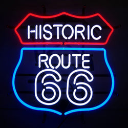 ROUTE 66 NEON SIGN WITH BACKING